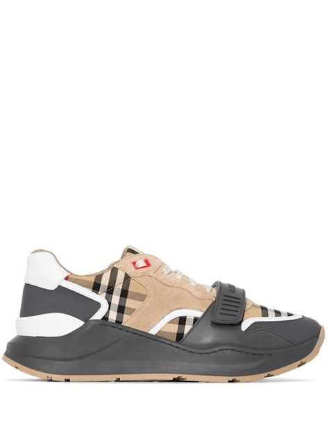 burberry kids vintage check sneakers|burberry panelled low top sneakers.